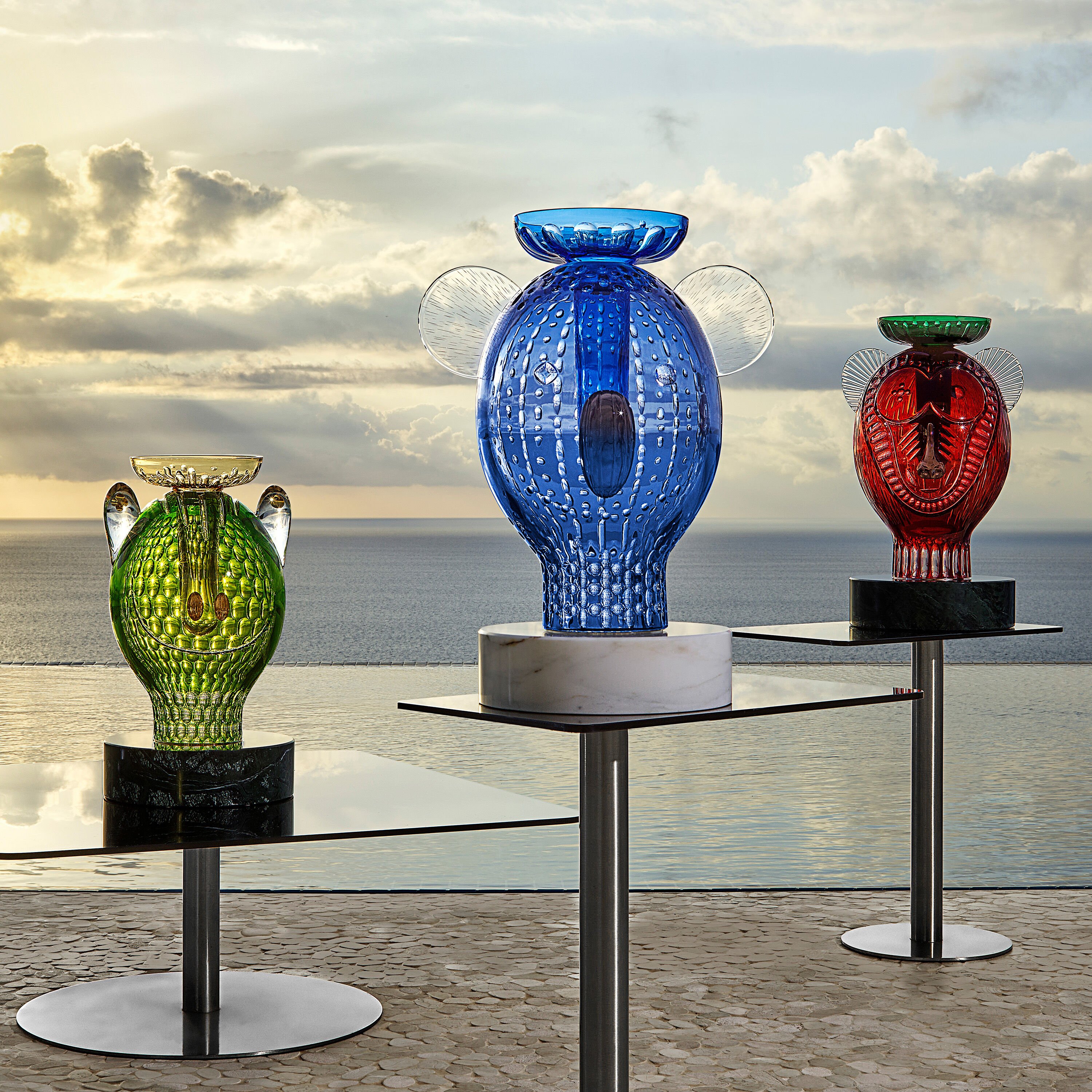 バカラ Baccarat カエル 緑色のクリスタル フィギュリン