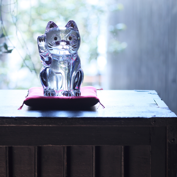 Baccarat クリスタルガラス 招き猫 約10cm（バカラ(baccarat)の招き猫 