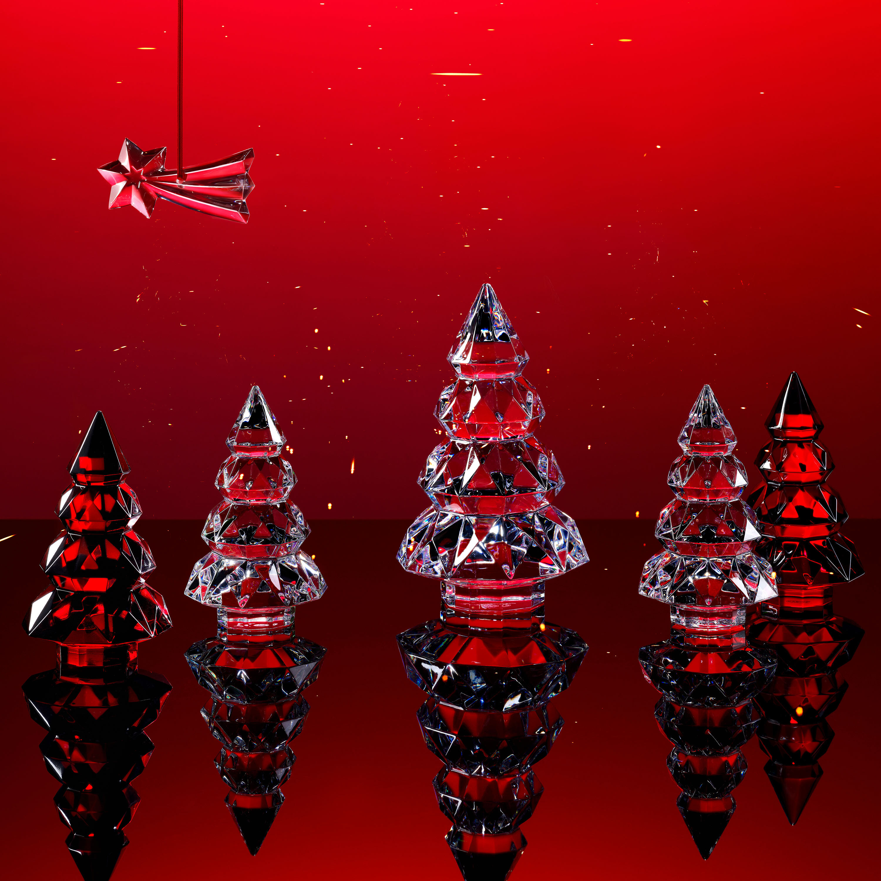 バカラ（Baccarat：クリスマス・オーナメント2個） クリスタルガラス