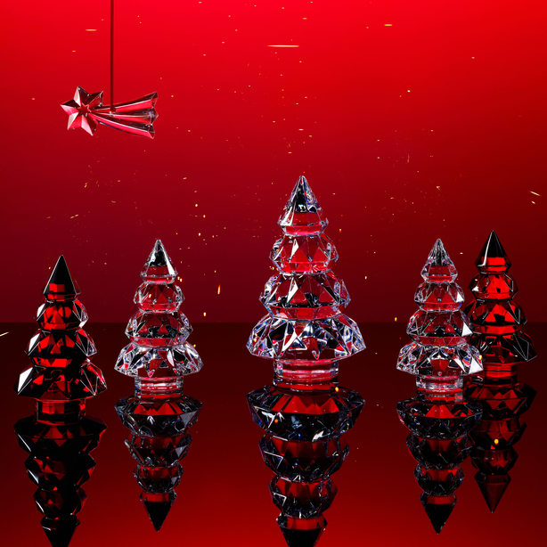 バカラ クリスマスツリー レッド、クリア ひどい