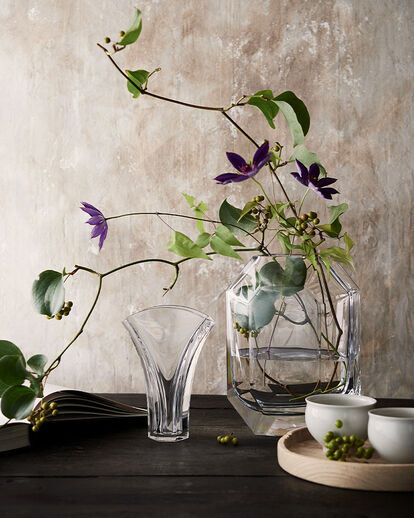 Clear Ginkgo and Octogone vases