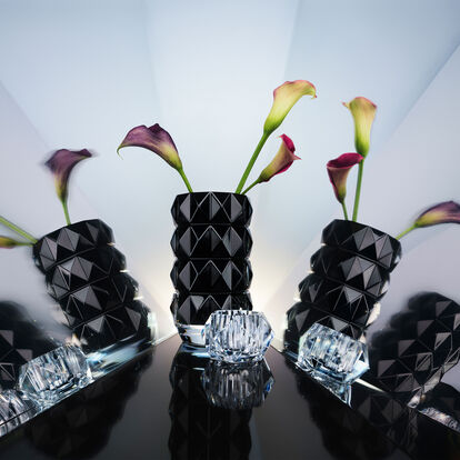 Black Louxor round vases and Louxor round votives