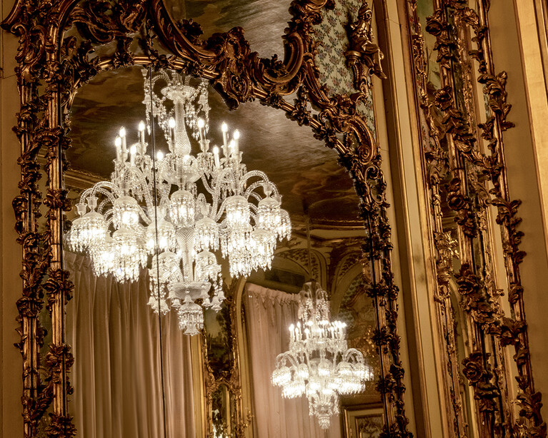 Baccarat chandelier in the ballroom