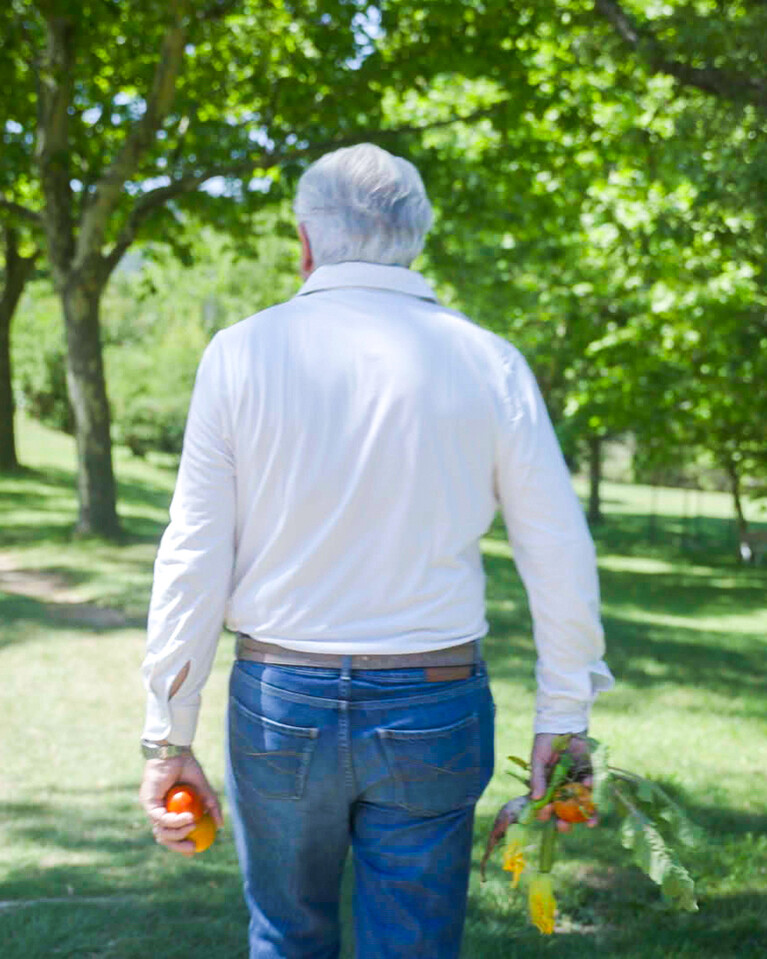 Alain Ducasse in the garden