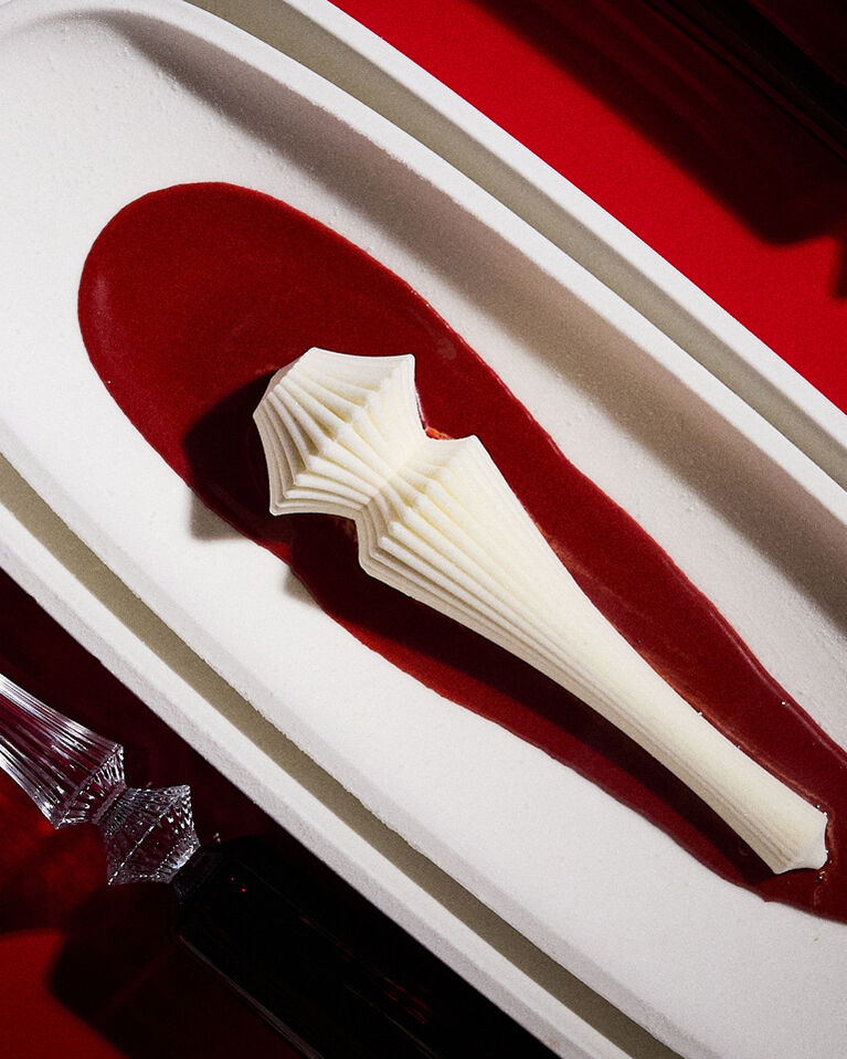 Baccarat Flutes and dish at Nahaté Restaurant