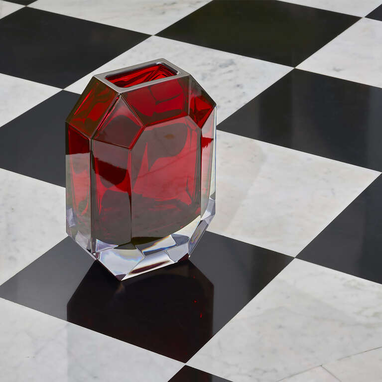 Red octagon vase