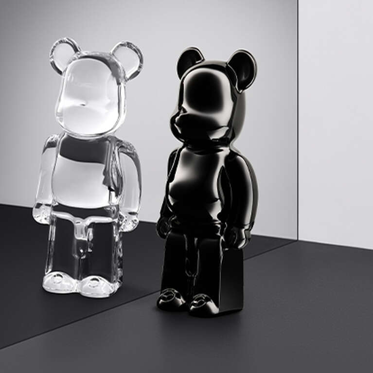 Clear and Black BE@RBRICK figurines