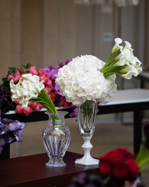 Floral arrangements in Baccarat vases