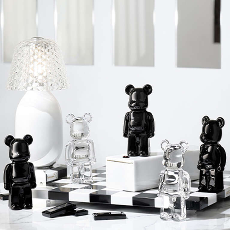 Clear and Black BE@RBRICK figurines