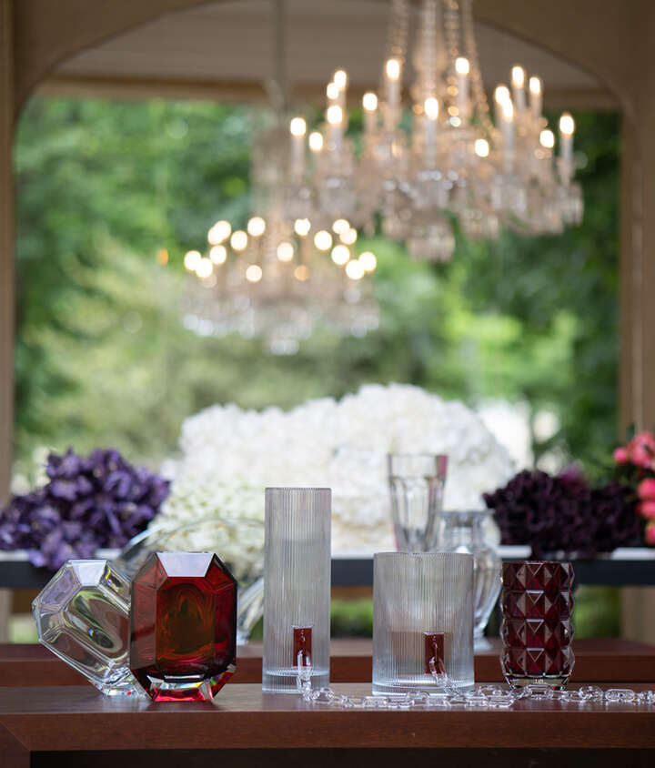 Octogone, Crystal Clear and Louxor vases