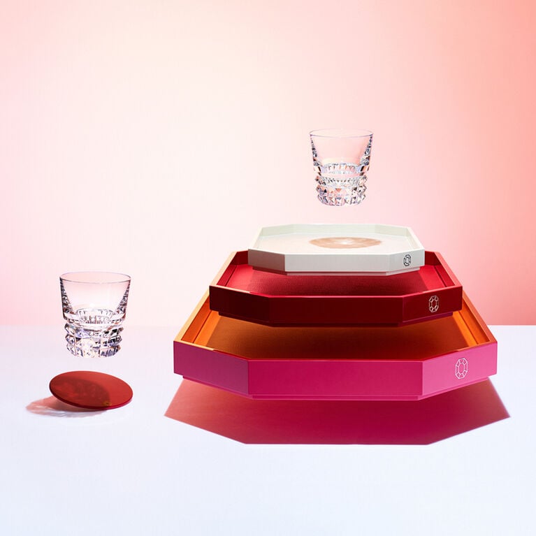 Octogone Tray M & Coaster X4 Red & 4 Elements Tumblers Set