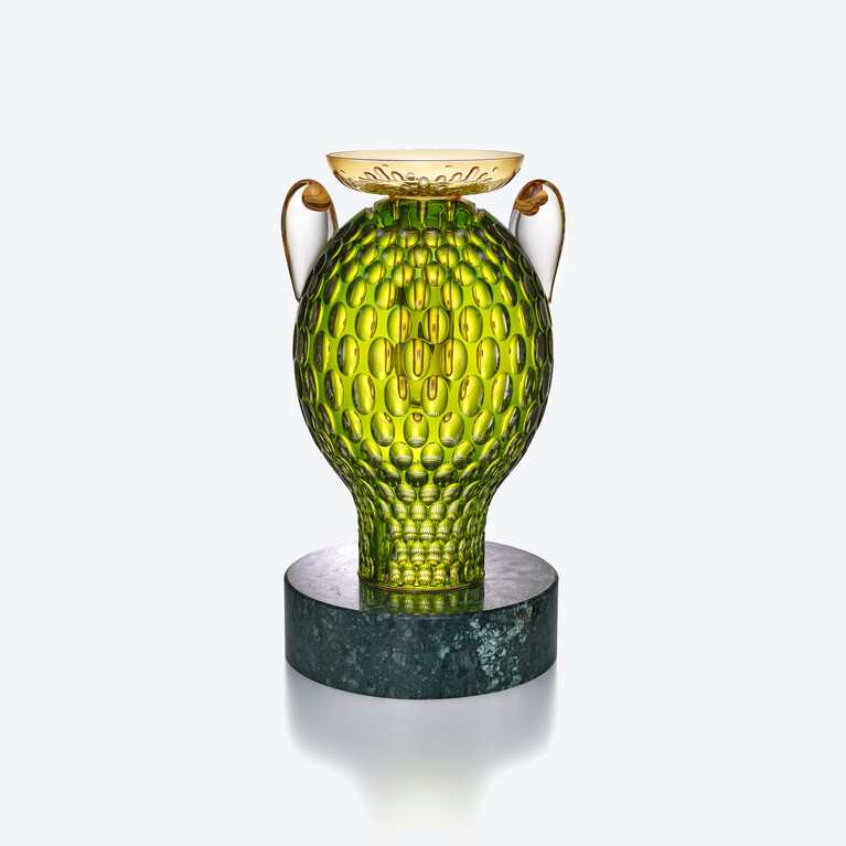 Sculpture Grenouille Faunacrystopolis Baccarat en Cristal Vert