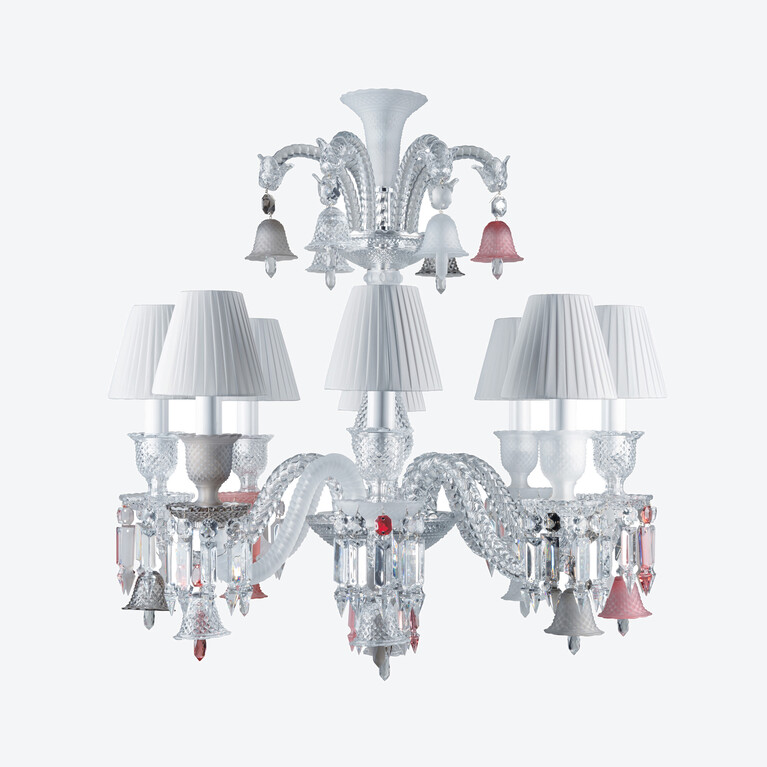 Lámpara De Araña Zénith Flou, Je te Vois Flou (8L) Baccarat en Cristal Pink