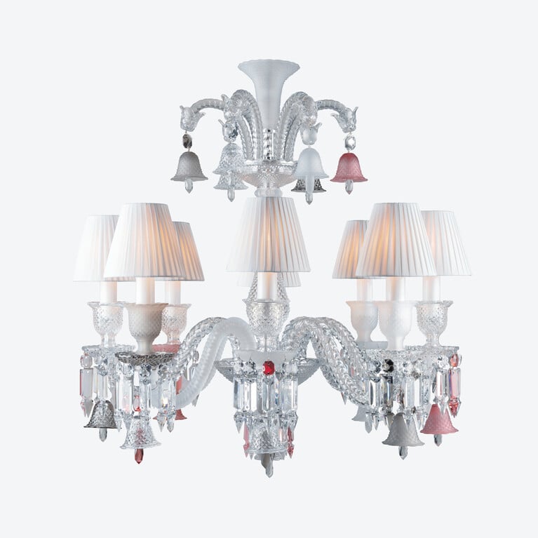 Z&eacute;nith Flou, Je te Vois Flou Chandelier (8L) Baccarat in Crystal Pink