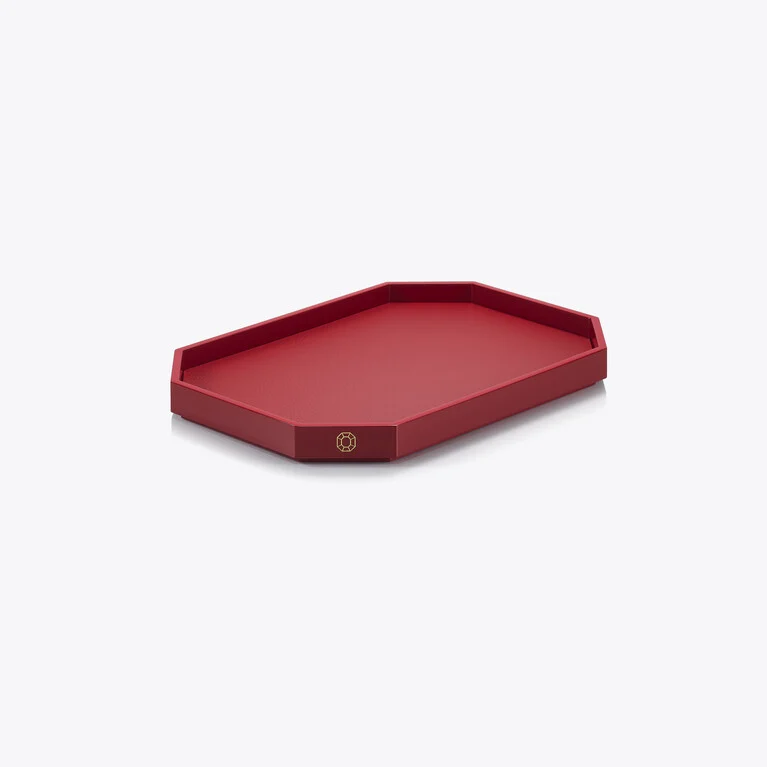 Octogone Tray S Baccarat in Recycled leather Red View 1