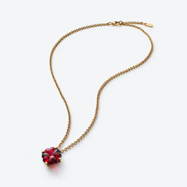 Trèfle Gold Plated Necklace, Iridescent Red