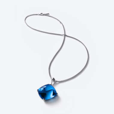 Médicis Silberner Lange Halskette Rivierablau Siehe 1