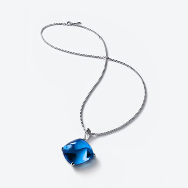 Médicis Silver Long Necklace, Riviera Blue