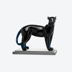 Select Large Panther Sculpture Baccarat in Crystal Blue