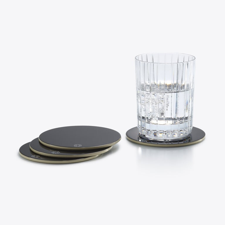 Octogone Coasters x4 Baccarat in Lacquer Black