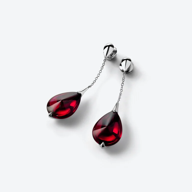 Fleurs de Psyd&eacute;lic Silver Earrings Baccarat in Silver Red View 1