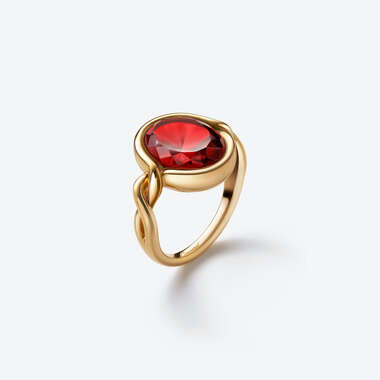 Croisé Gold Plated Ring Red View 1
