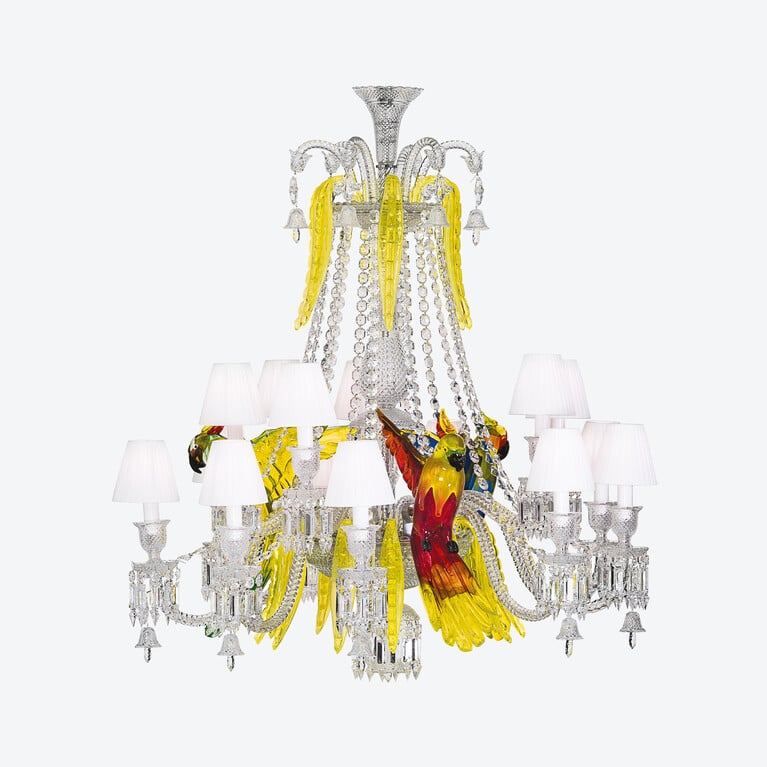 Étrange Zénith Parrots Chandelier (15L) Baccarat in Multicolor Crystal