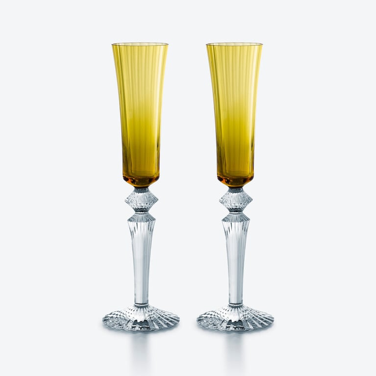 Mille Nuits Flutissimo Flutes Baccarat, Champagne flute in Crystal Yellow View 1
