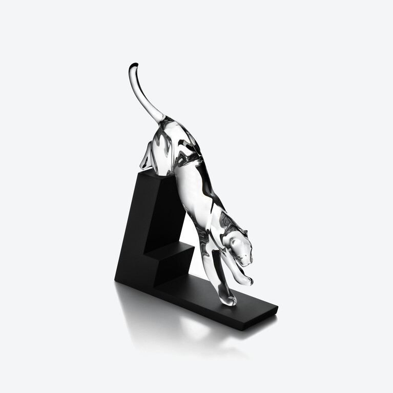Panther the Leap Sculpture Clear Baccarat