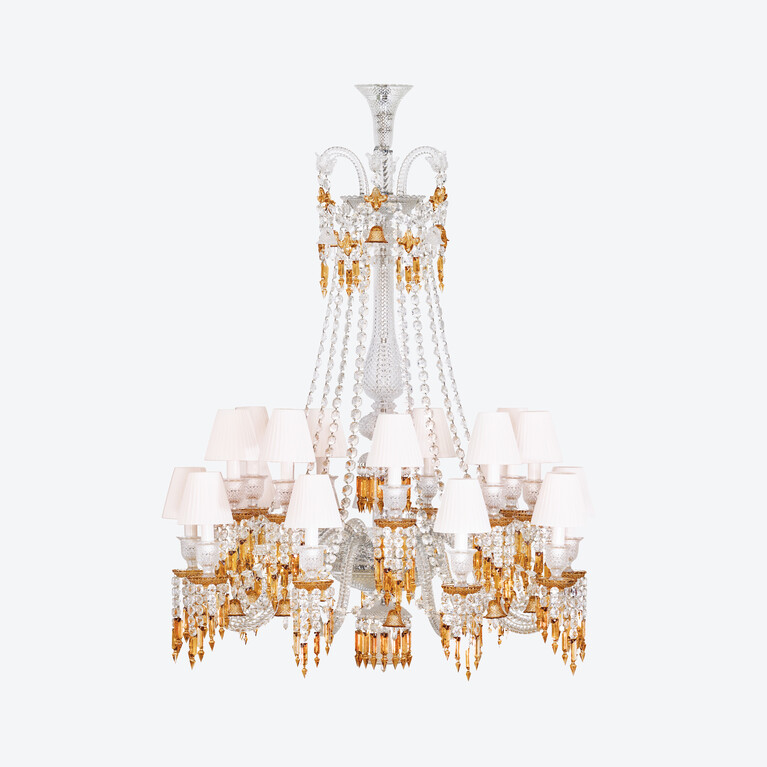 Z&eacute;nith Charleston Chandelier Long (18L) Baccarat in Crystal Yellow
