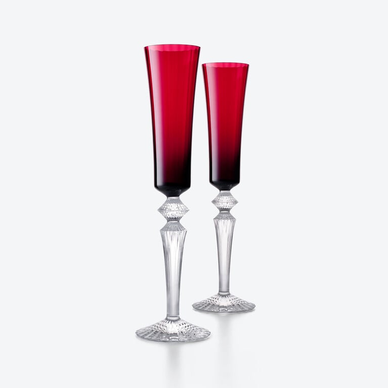 Mille Nuits Flutissimo Flutes Baccarat, Champagne flute in Crystal Red