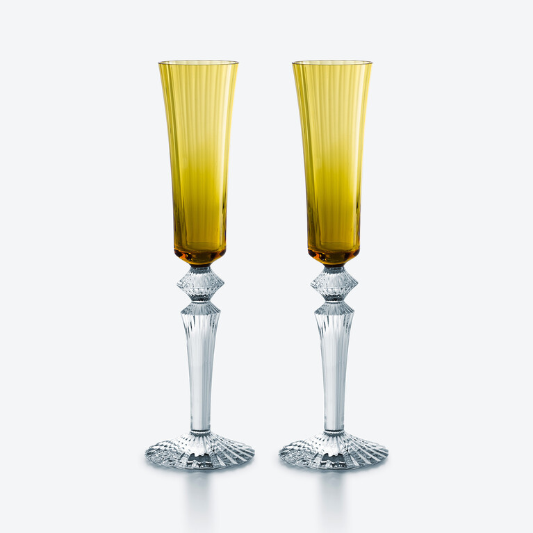 ミルニュイ フルーティッシモ 2客セット Baccarat、イエローのクリスタル製のシャンパンフルート