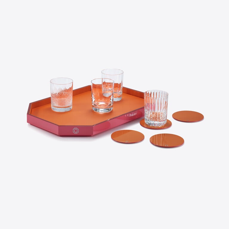 Octogone Tray M Baccarat in Red Lacquer