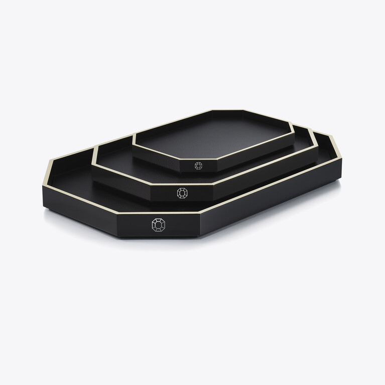 Octogone Tray M Baccarat in Recycled leather Black