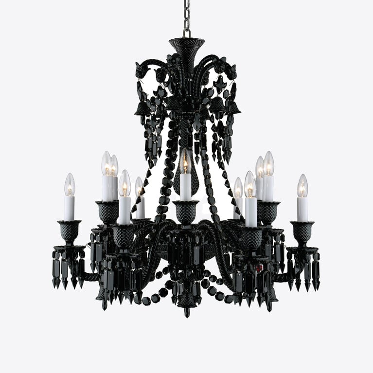 Lustre Z&eacute;nith Noir (12L) Baccarat en Cristal Noir