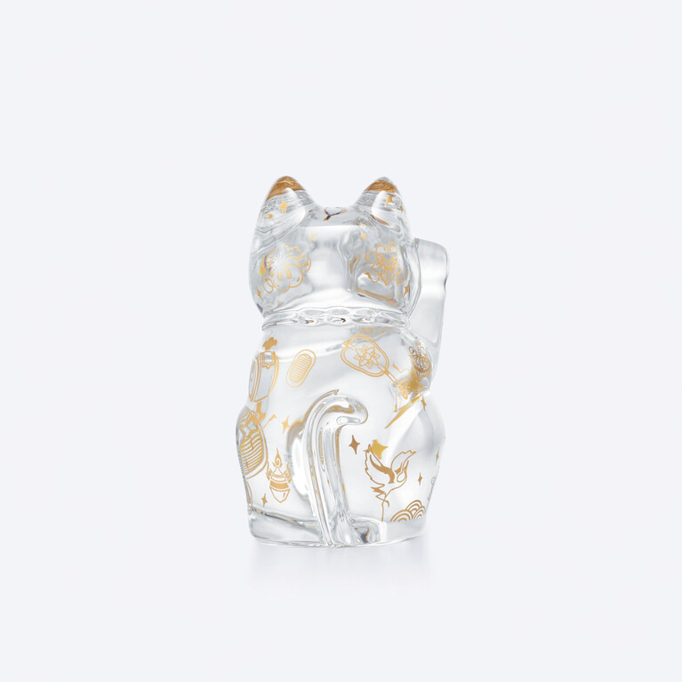Cat Maneki Neko Figurine S Baccarat in Crystal Clear View 2