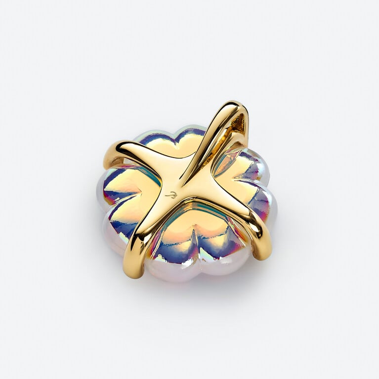 Tr&egrave;fle Gold Plated Pendant Baccarat in Gold Plated White