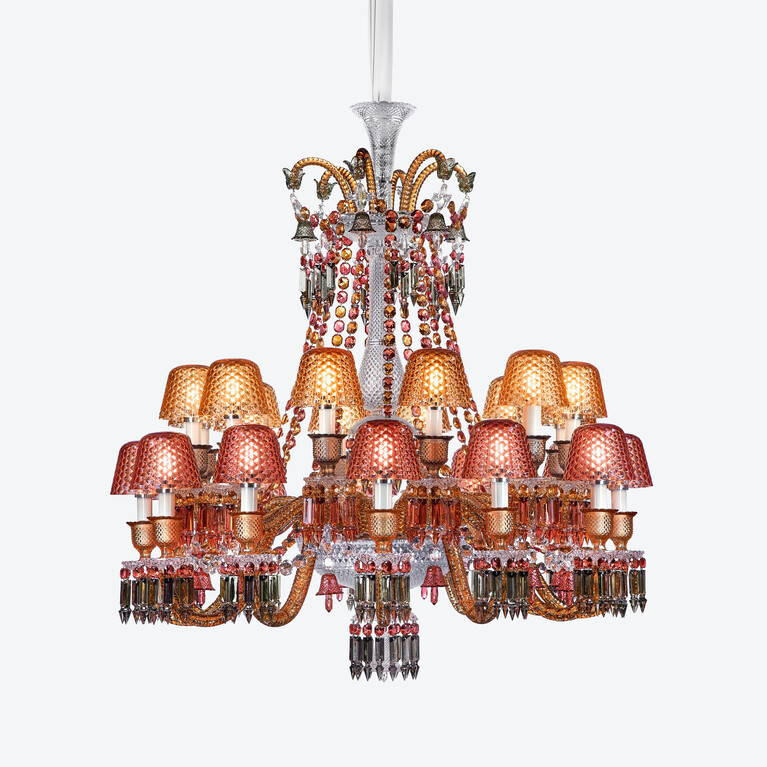 Z&eacute;nith Faunacrystopolis Chandelier Pink & Champagne (24L) Baccarat in Crystal Multicolor View 1