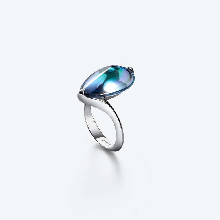 Fleurs de Psydélic Silver Ring Aqua mirror
