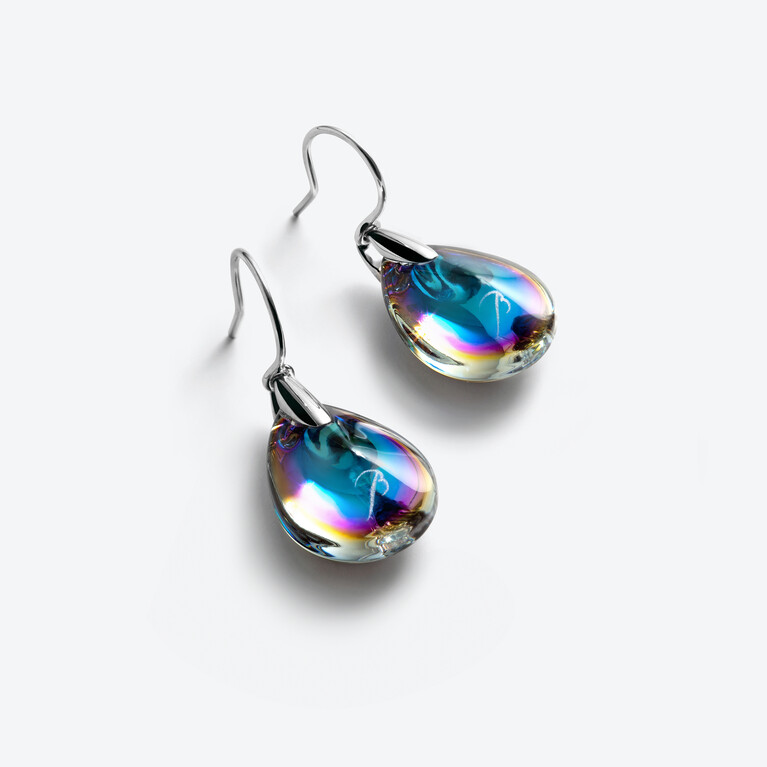 Boucles d'Oreilles Psydélic Argent Scarabée Bleu Baccarat