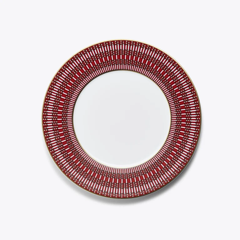Arcadia Red Dinner Plates Baccarat in Porcelain Red View 1