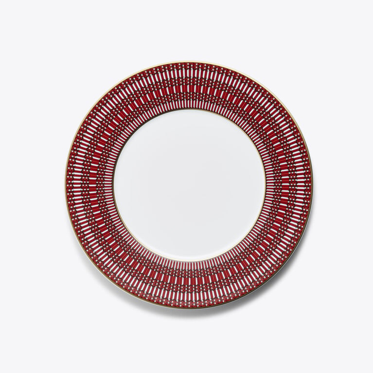 Arcadia Red Dinner Plates Baccarat in Porcelain Red View 1