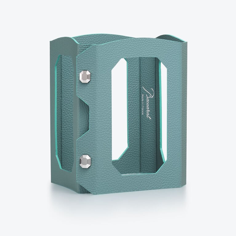 옥타곤 디캔터 케이스 (Octogone Decanter Case) Baccarat, 블루 레더로 만든