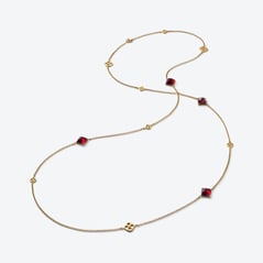 Select Mini M&eacute;dicis Gold Plated Long Necklace Baccarat in 18-Karat Gold-Plated Red