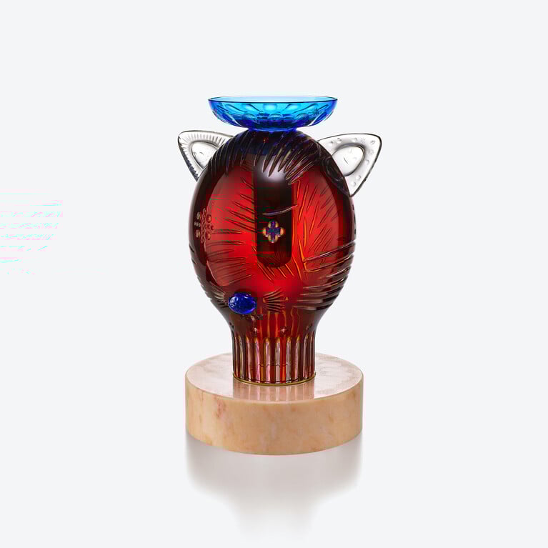 Faunacrystopolis Fuchs-Skulptur Baccarat in Orangeem Kristall