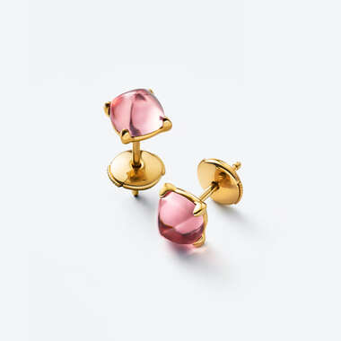 Médicis Gold Plated Earrings Pink Mirror View 1