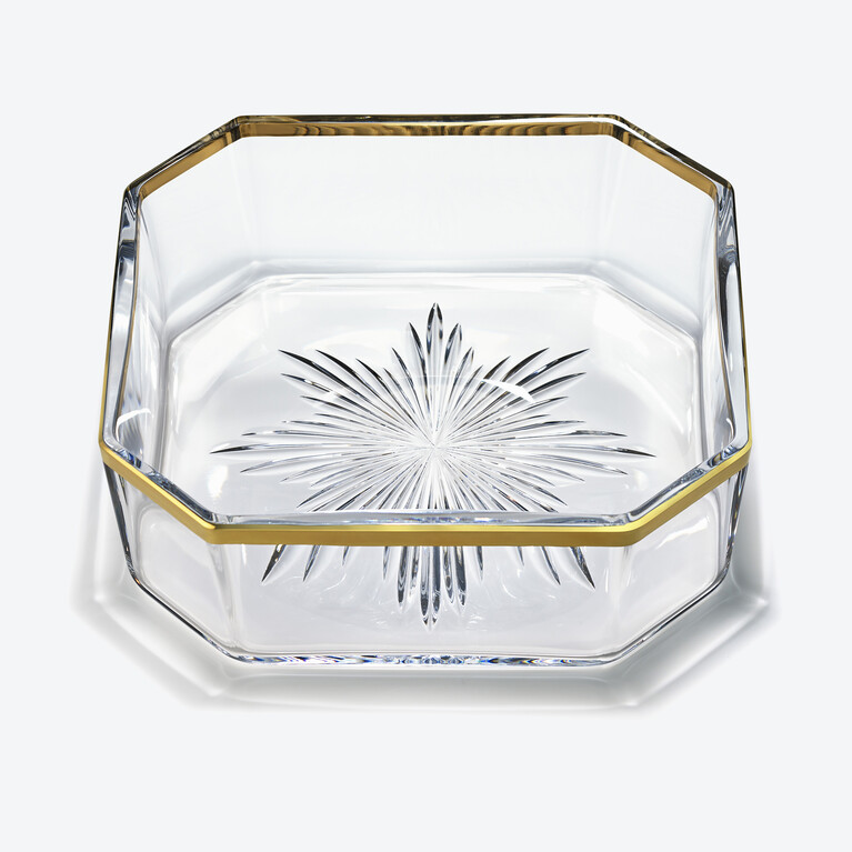 Bowl Gold Rimmed Octagonal Baccarat in Crystal Gold