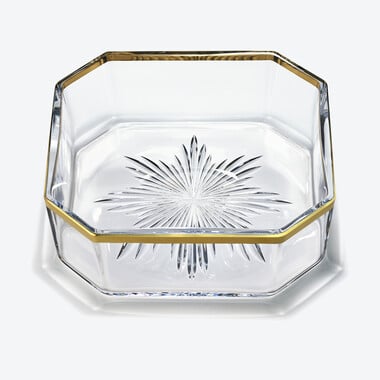 Bowl Gold Rimmed Octagonal Baccarat in Crystal Gold