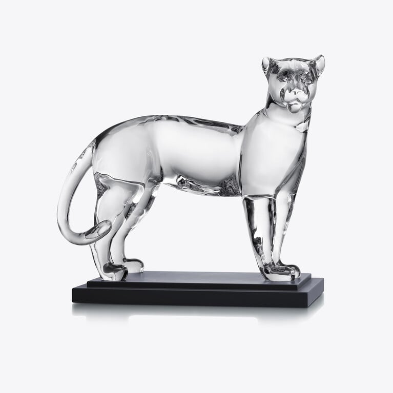 Large Panther Sculpture Baccarat in Clear Crystal