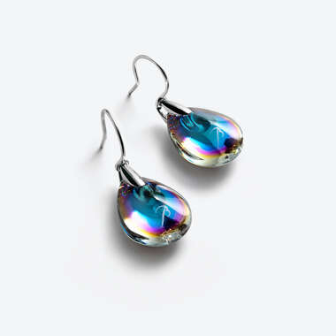 Boucles d'Oreilles Psydélic Argent Scarabée Bleu Voir 1